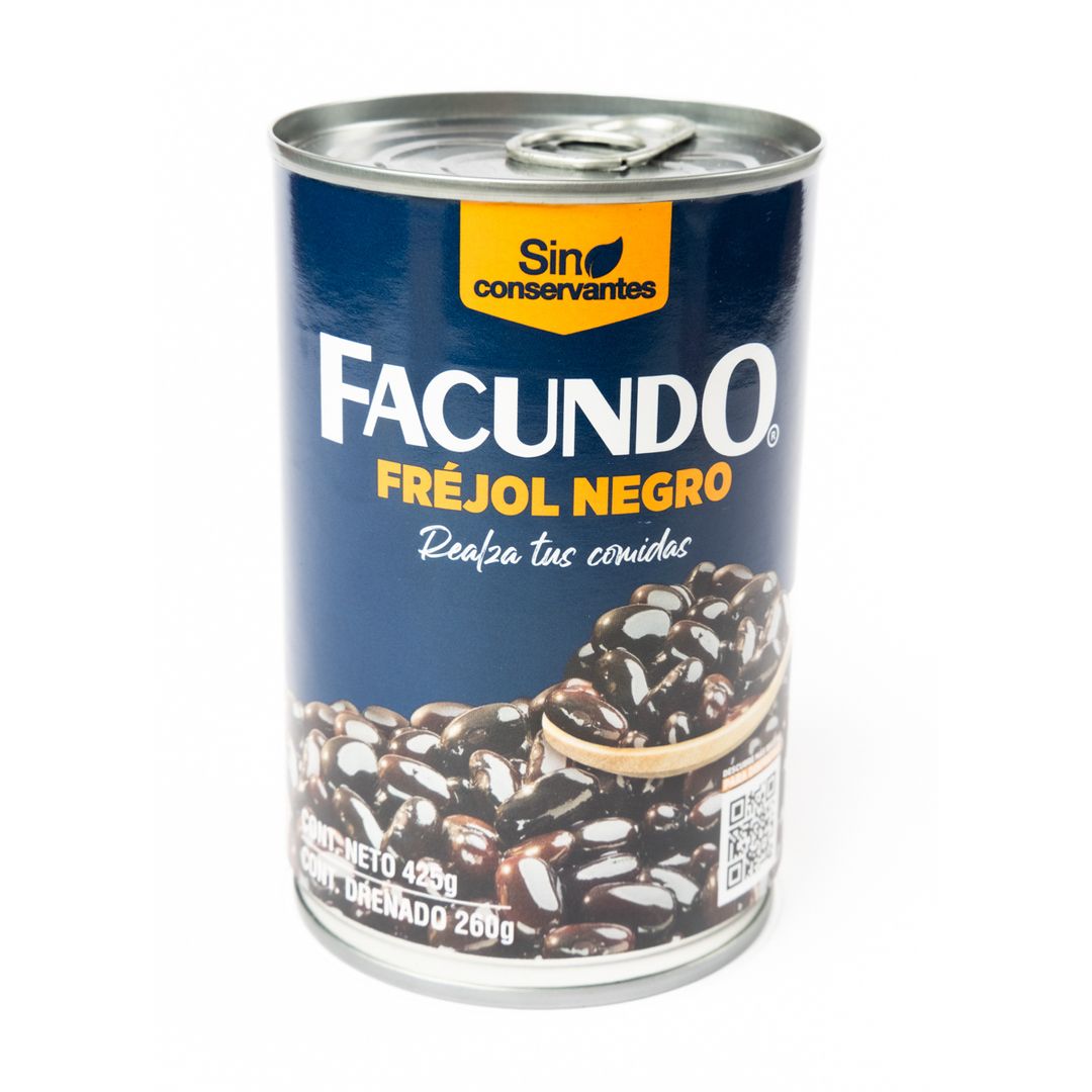 FREJOL NEGRO EN LATA FACUNDO 425G